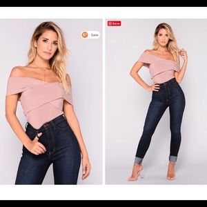 Fashion Nova cross my heart bodysuit mauve